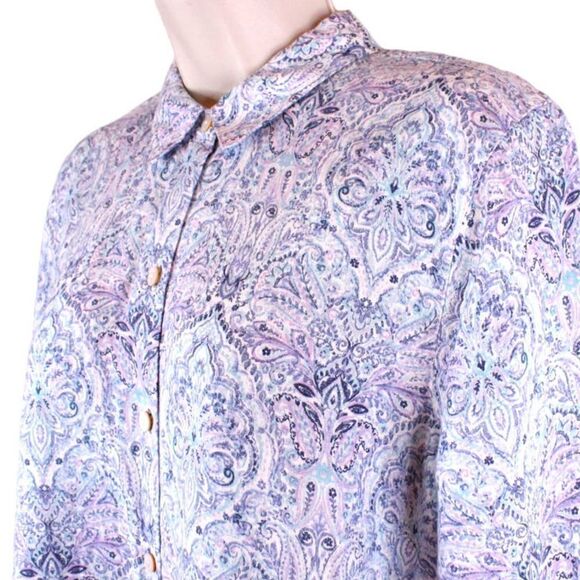 J.Jill 100% Linen Tunic Long Sleeve in Lavender Size Medium - Picture 4 of 9